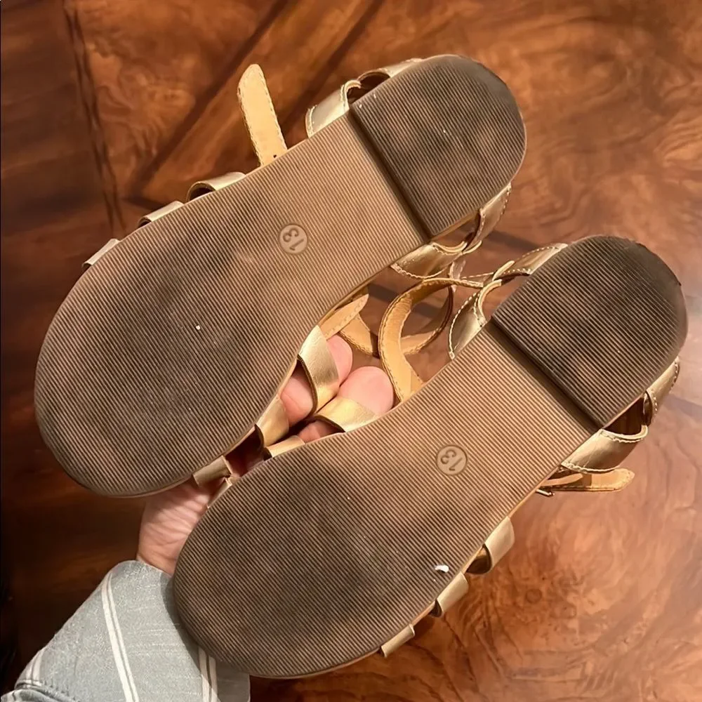 GAP Girls Gold Gladiator Sandals with Ankle Strap